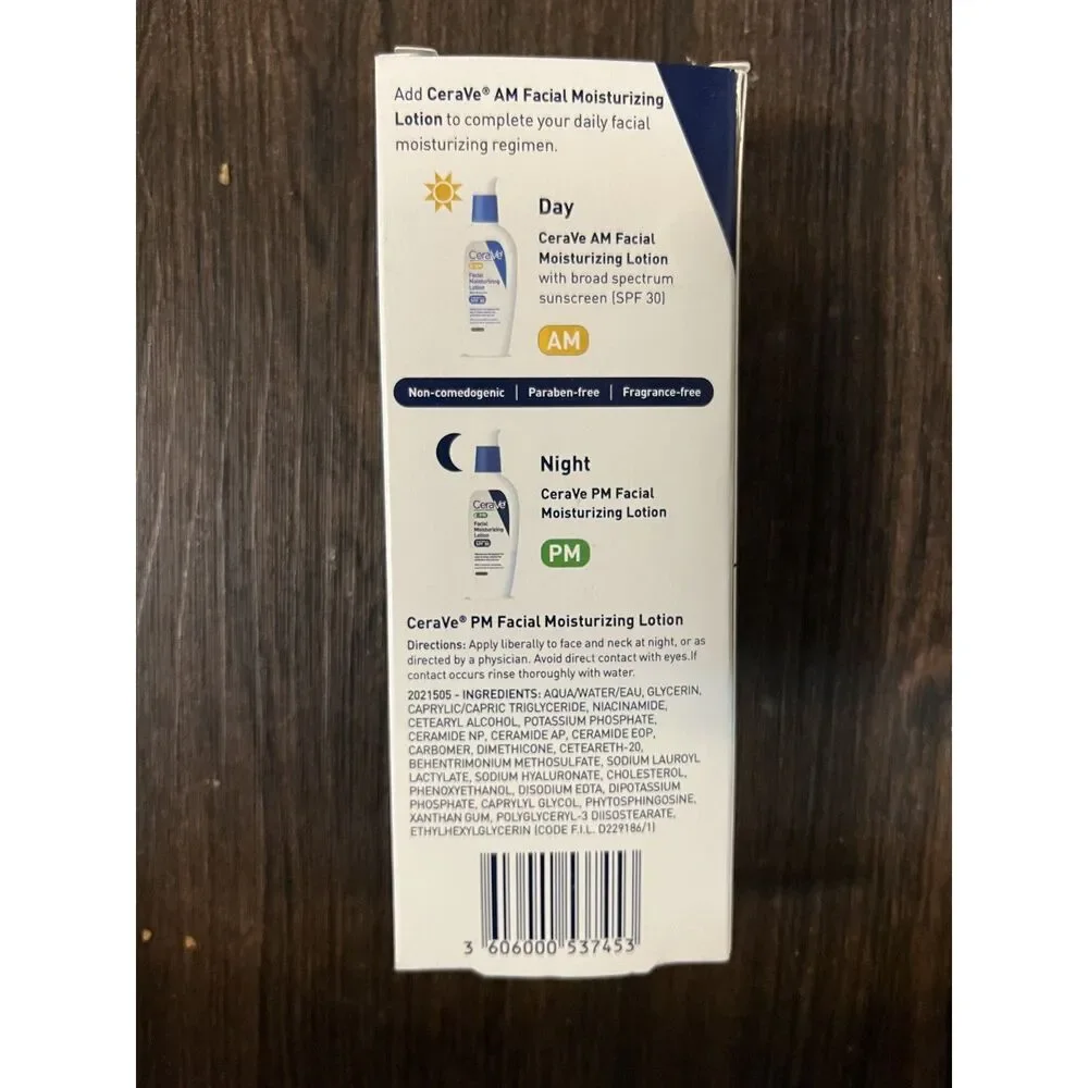 CeraVe PM Night Facial Moisturizing Lotion Oil-Free Fragrance-Free 3 fl oz